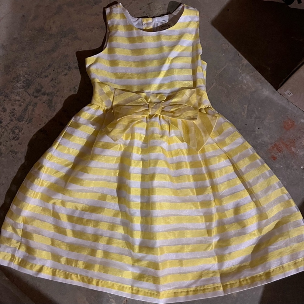 Yellow and White striped dress with bow